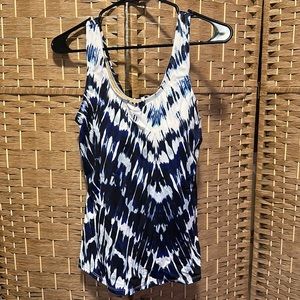 Swimsuits For All Tankini Blue & White  Tie Dye 14 NWT